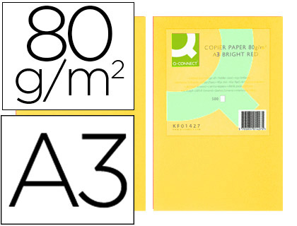 500h papel fotocopiadora Q-Connect A3 80g/m² color amarillo